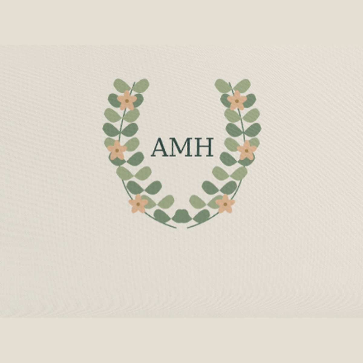 Close-up of the botanical print and corrected AMH spacing within the leaves.