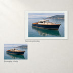 The same demonstration boat photo shown beside its complete-photo canvas layout.