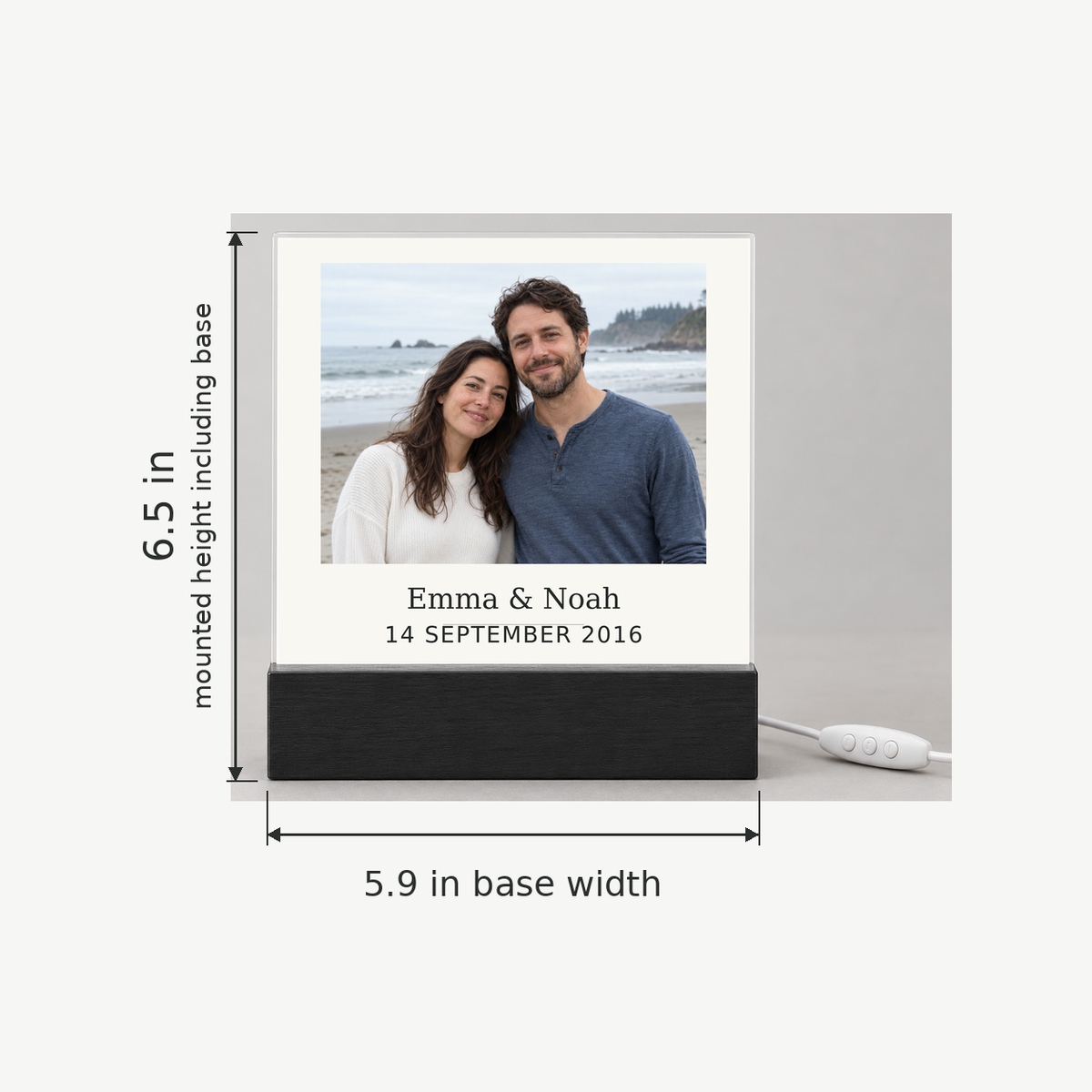 Anniversary photo plaque, 6.5 in tall including base, 5.9 in base width
