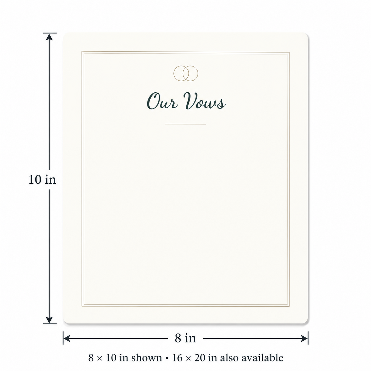 Dimensioned 8 by 10 inch metal print; 16 by 20 inch also available.