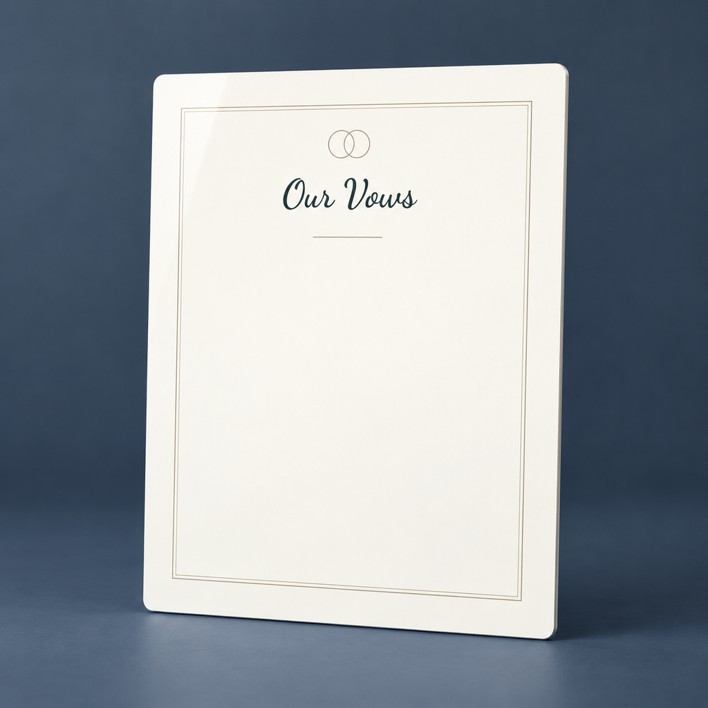 Glossy aluminum panel with the unfilled vows design.