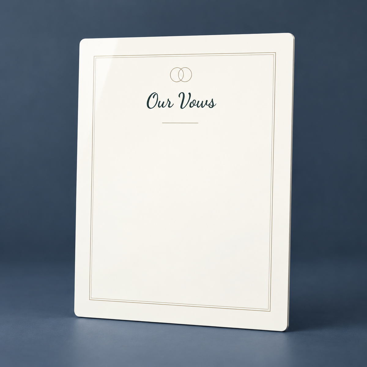 Glossy aluminum panel with the unfilled vows design.